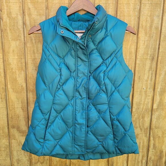 Eddie Bauer Premium Quality Goose Down Teal Puffer Vest Womens Size M - Picture 1 of 10